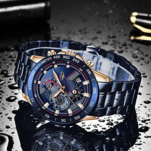 Lige Men`s Watch  With Luminous Pointers & Stainless Steel Brand