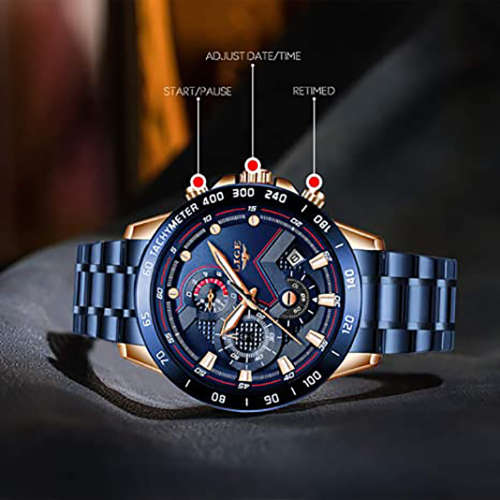 Lige Men`s Watch  With Luminous Pointers & Stainless Steel Brand