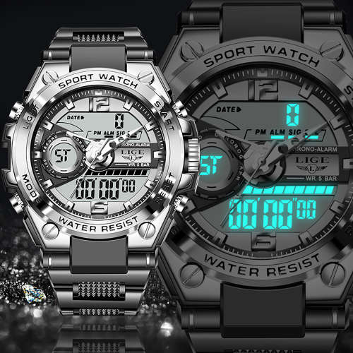 LIGE Men Digital Watch LED Alarm Clock Sport Watch for Men