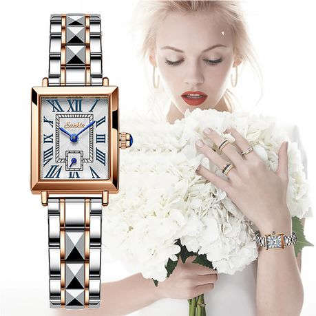 Luxury Square Watch Silver and Gold Edition