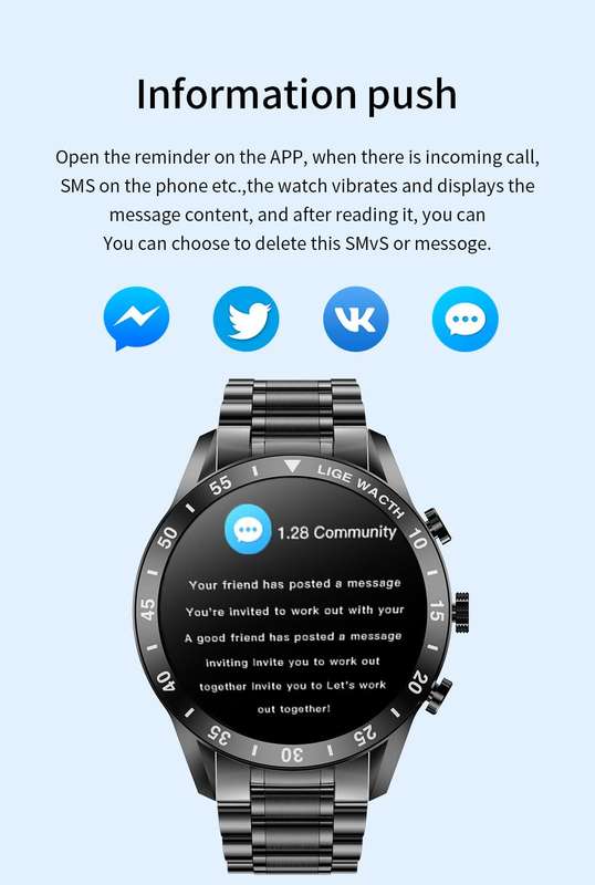 LIGE Men`s Smart Watch Black Edition