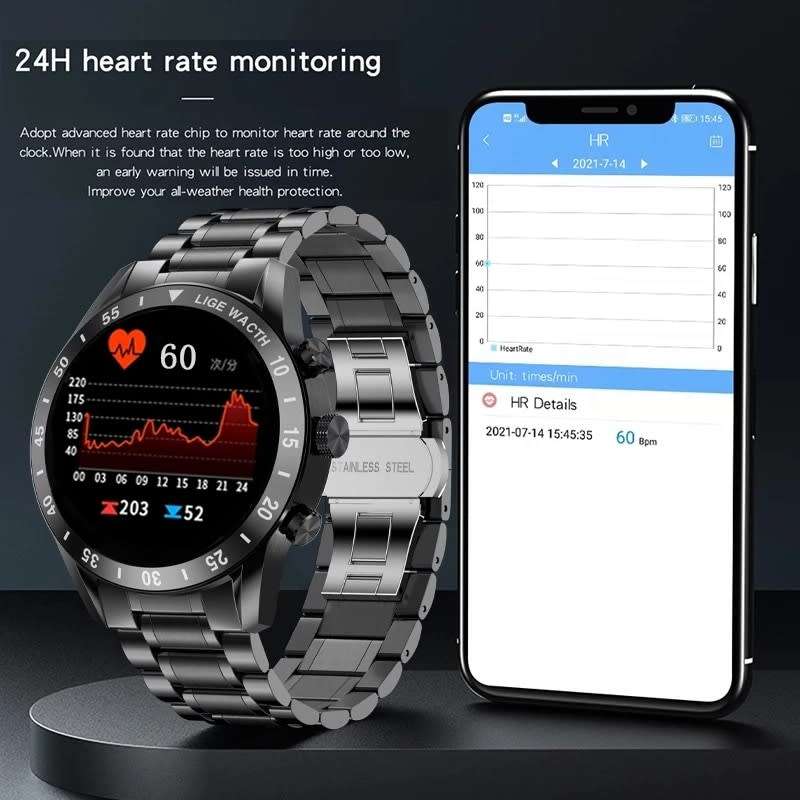 LIGE Men`s Smart Watch Black Edition