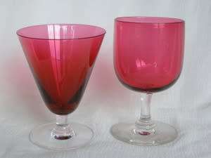 Two CRANBERRY GLASS Aperitif Glasses