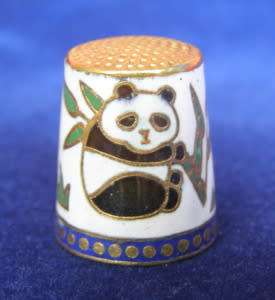Cloisonne THIMBLE - Panda Bears