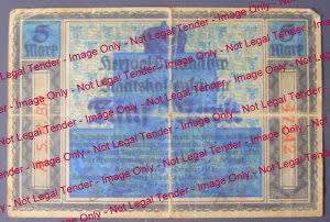 BANKNOTE - Old German Colonial Banknote: 5 Mark