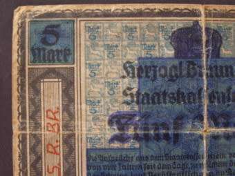 BANKNOTE - Old German Colonial Banknote: 5 Mark