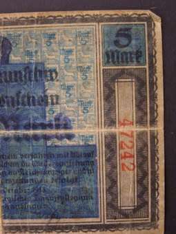 BANKNOTE - Old German Colonial Banknote: 5 Mark