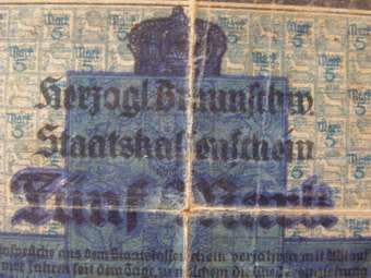 BANKNOTE - Old German Colonial Banknote: 5 Mark