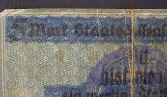 BANKNOTE - Old German Colonial Banknote: 5 Mark