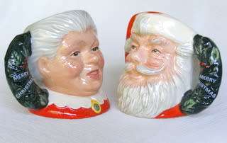 Two Royal Doulton MINIATURE CHARACTER JUGS - Santa Claus (Style 5: Wreath) & Mrs. Claus **R3900**