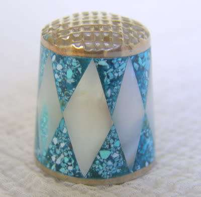 Mexican Alpaca THIMBLE with Mother of Pearl and Amalgamated Mosaic
