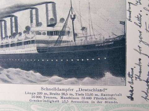 Vintage German Maritime POSTCARD - `Deutschland` Steamship 1904