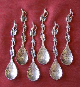 6 Shaped Silver-Plated COFFEE SPOONS