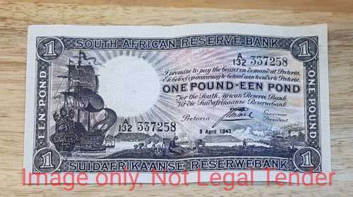 ++ Absolutely Gorgeous 09 April 1943 1 Pound Note A132 / 337258, Not often seen in this Condition ++