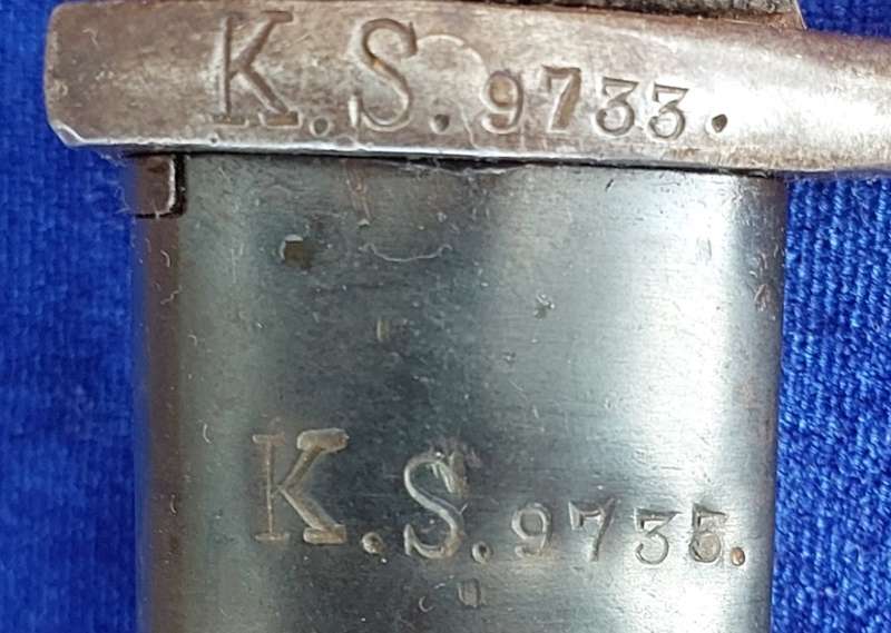 - Matching Numbers German Erfurt KS98 Sawback Bayonet & Sheath (KS9733)-