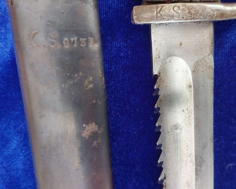 - Matching Numbers German Erfurt KS98 Sawback Bayonet & Sheath (KS9733)-