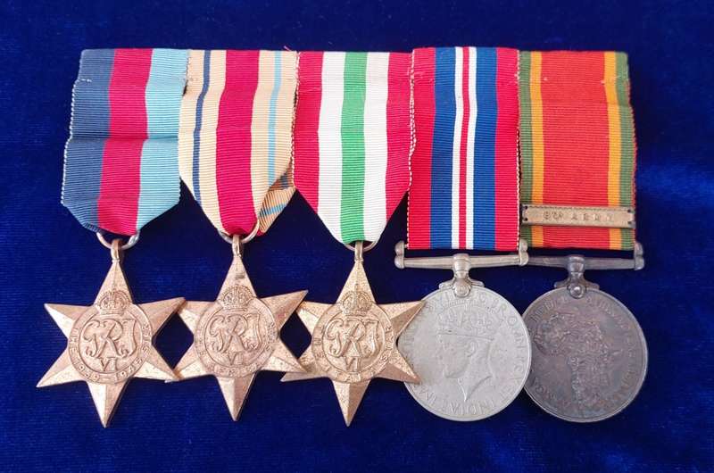 - WW2 Group of 5 x Medals with 8th Army Clasp Awarded to V.A. Perfect -