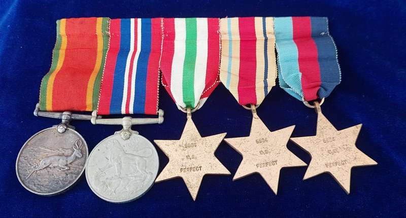 - WW2 Group of 5 x Medals with 8th Army Clasp Awarded to V.A. Perfect -