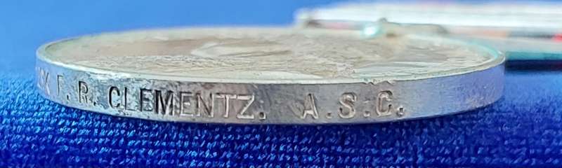 - QSA (Queen`s South Africa Medal) with 3 x Clasps to Clerk F.R. Clementz. A.S.C.  -