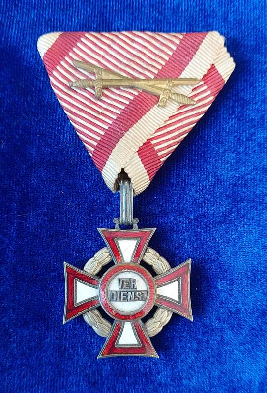 - Austria-Hungary Military Merit Cross 3rd Class with Crossed swords on Ribbon -