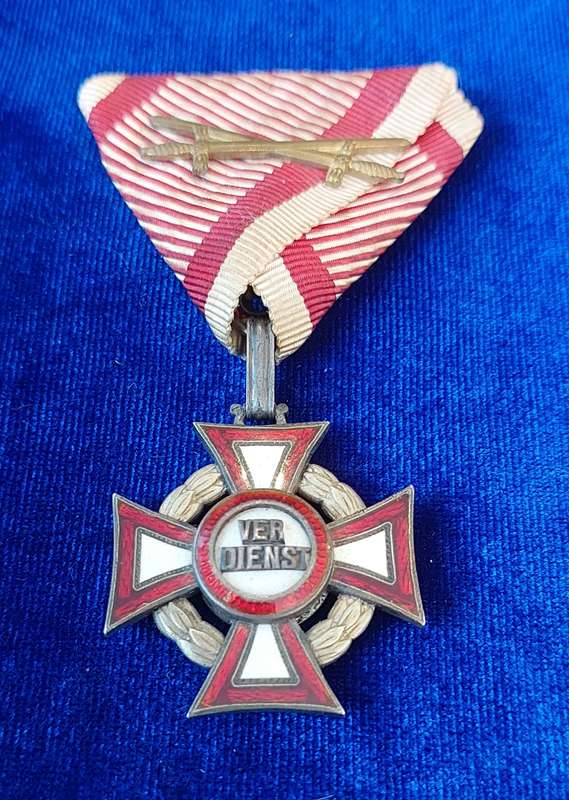 - Austria-Hungary Military Merit Cross 3rd Class with Crossed swords on Ribbon -