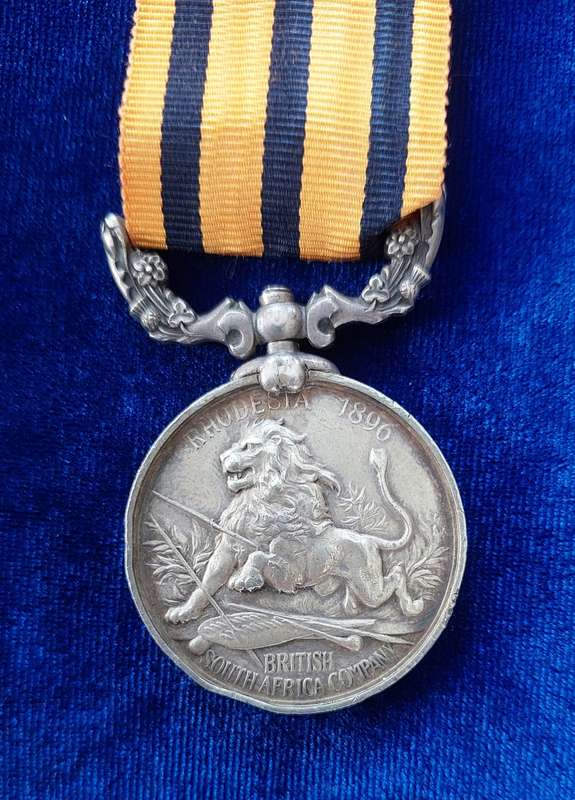 - Scarce 1896 (Rhodesia) British SA Company`s Medal to Trooper R.T. Ogilvie F Troop M.M.P.  -