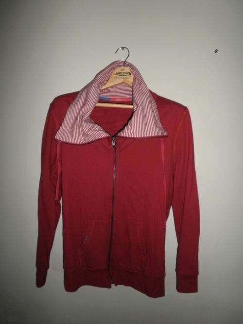 Red long sleeve cotton cardigan