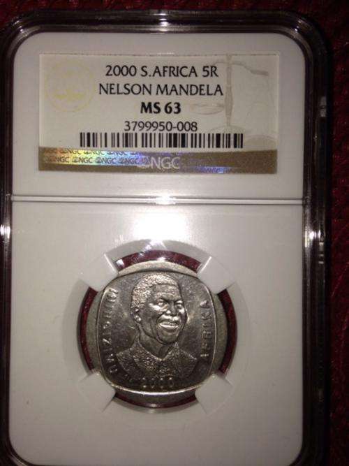 ***NELSON MANDELA 2000 R5 NGC GRADED MS63***