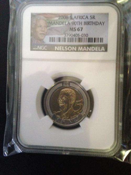 ***NELSON MANDELA Ltd EDITION 2008 90th BIRTHDAY R5 NGC GRADED MS67***