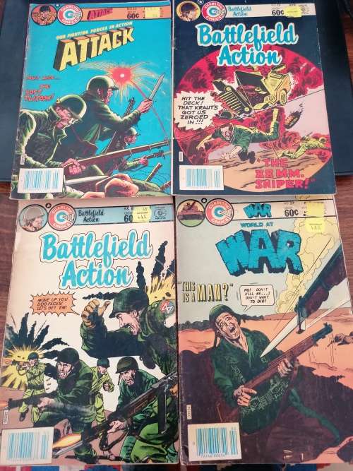 Fightin` Marines, World at War, Battlefield Action, Fightin` Army, Attack comics, 36 comics