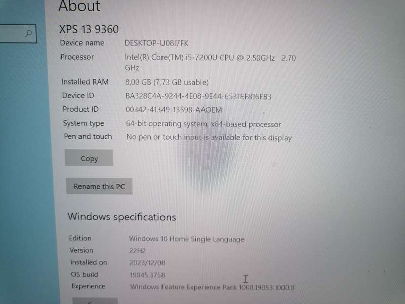 Dell XPS 13 9360 Ultrabook Silver, 256GB SSD, 8GB RAM