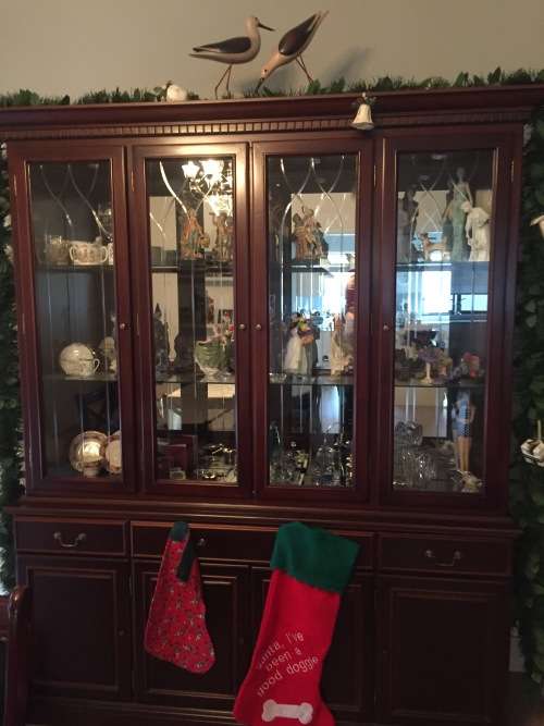 Dining table 12 chairs and display cabinet