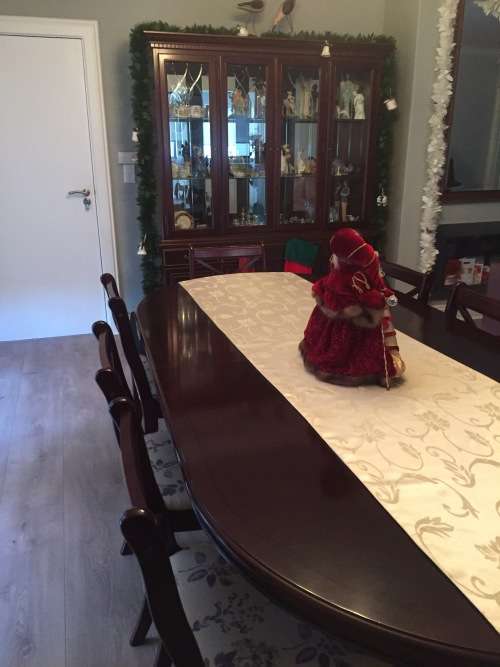 Dining table 12 chairs and display cabinet
