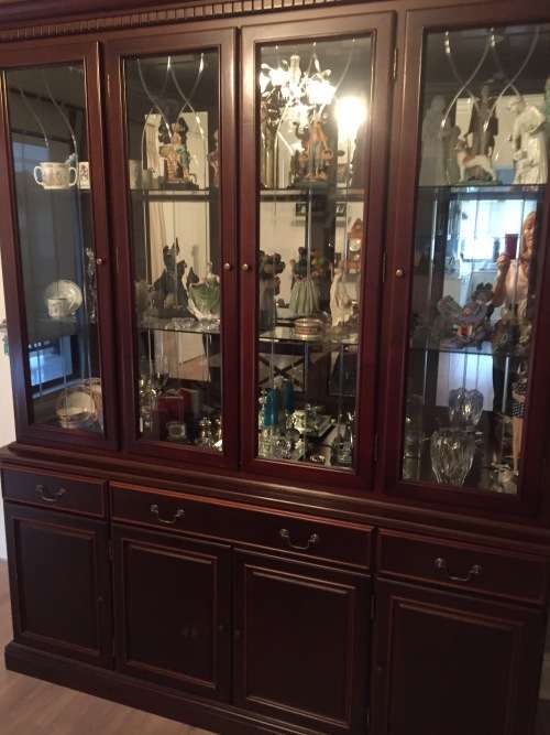 Dining table 12 chairs and display cabinet