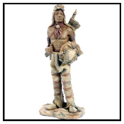 NATIVE AMERICAN STATUE WITH DRUM