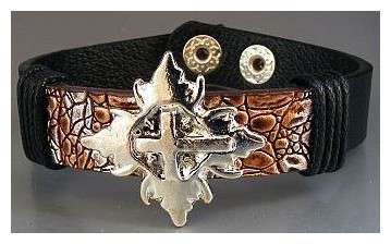 FANCY CROSS STYLE LEATHER ARM BAND ...GOTHY & WAY COOL!