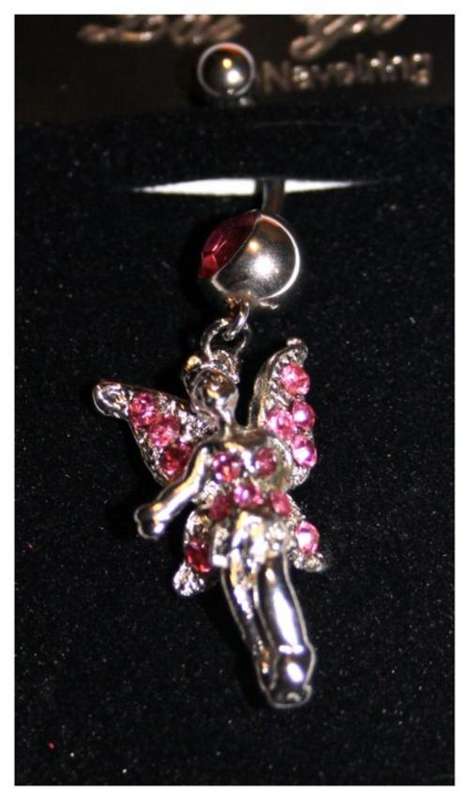 BEAUTIFUL BLING BELLYRING - FANTASY FAIRY WITH PINK DIAMANTE