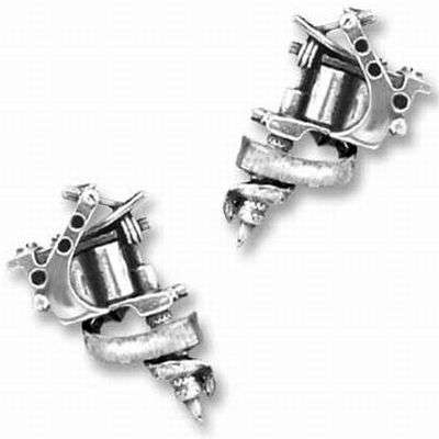 TATTOO GUN STUD EARRINGS  ***ALCHEMY GOTHIC UK***
