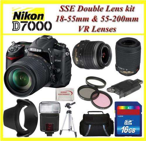 Nikon D7000 with Nikon 18-55mm VR Lens and Nikon 55-200mm VR Lens and with Pro Accessory Kit