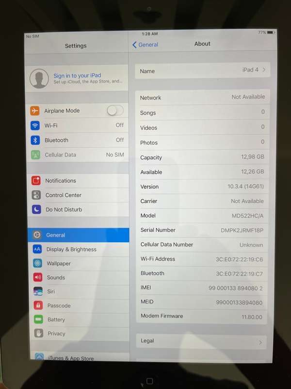 iPad 4 (A1460)