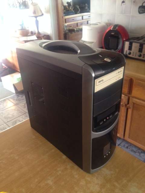pc tower with motherboard, cpu, ram, dvd rom