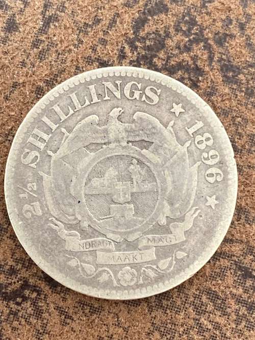 1896 ZAR Silver Two and Half Shillings (2/6) - Kruger Half Crown