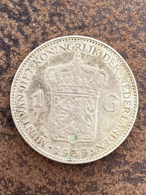 1939 Silver (72%)Nederland 1 Gulden - Queen Wilhelmina