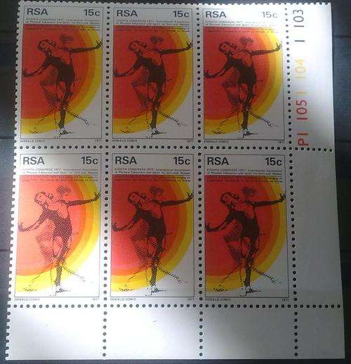 RSA Control Block 1977 15c MNH Physical Education Block of SIX
