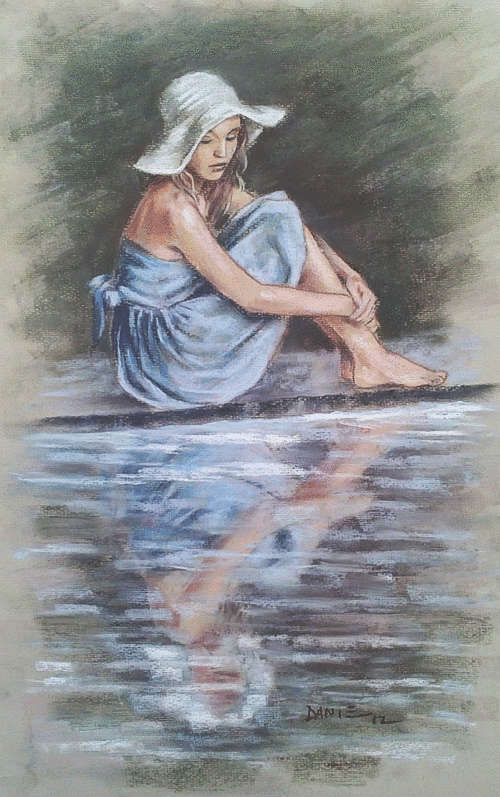 Lonely mirror - pastel artwork by Danie Cronje, unframed