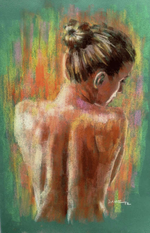 Colour nude, pastel artwork by Danie Cronje, unframed