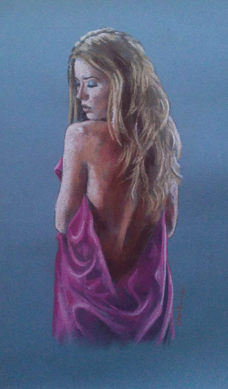 Pink Silk, pastel artwork by Danie Cronje, unframed