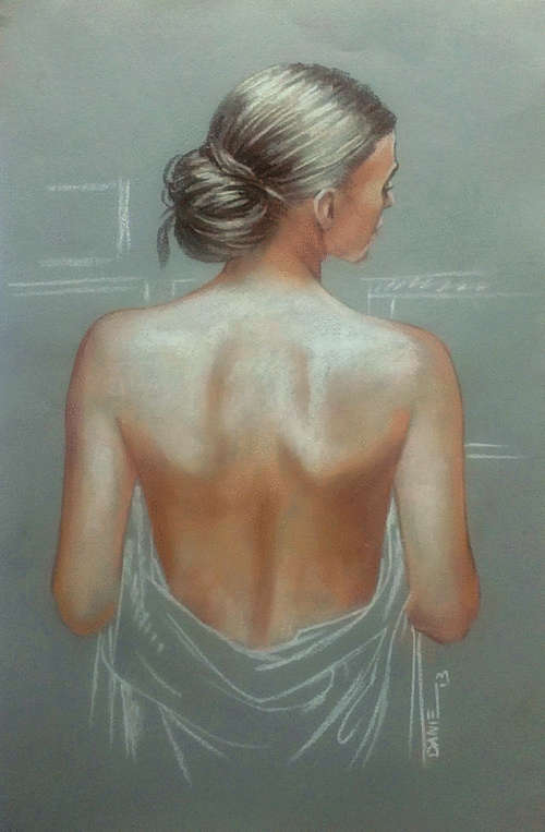 "Nude XV", pastel artwork by Danie Cronje, unframed