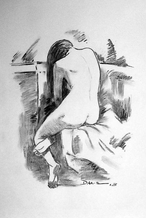 Classic Nude (CHARCOAL) by Danie Cronje, unframed