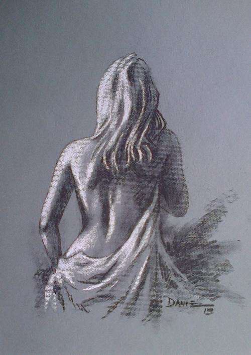 Charcoal Semi Nude, by Danie Cronje, unframed